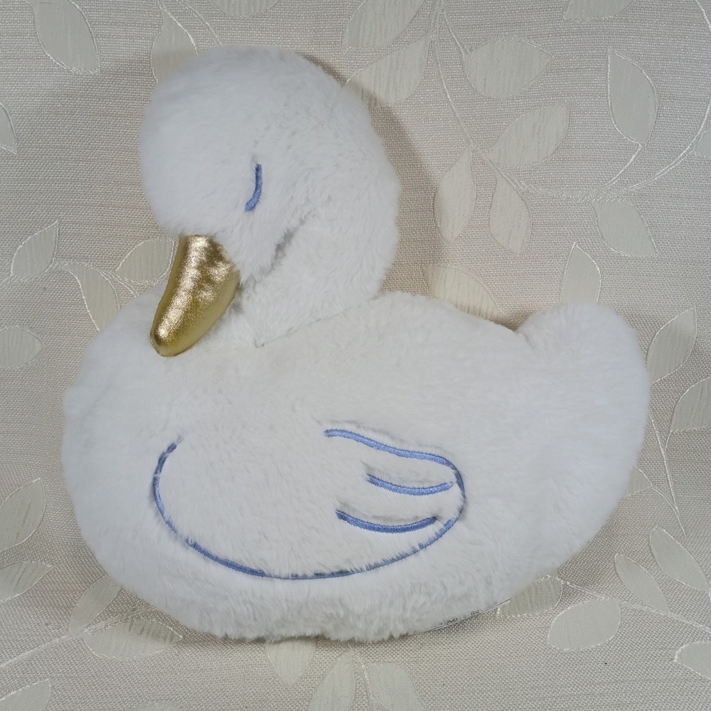 Target White Swan Plush Pillow Gold Beak Blue Embroidery Cottagecore Decor 13in